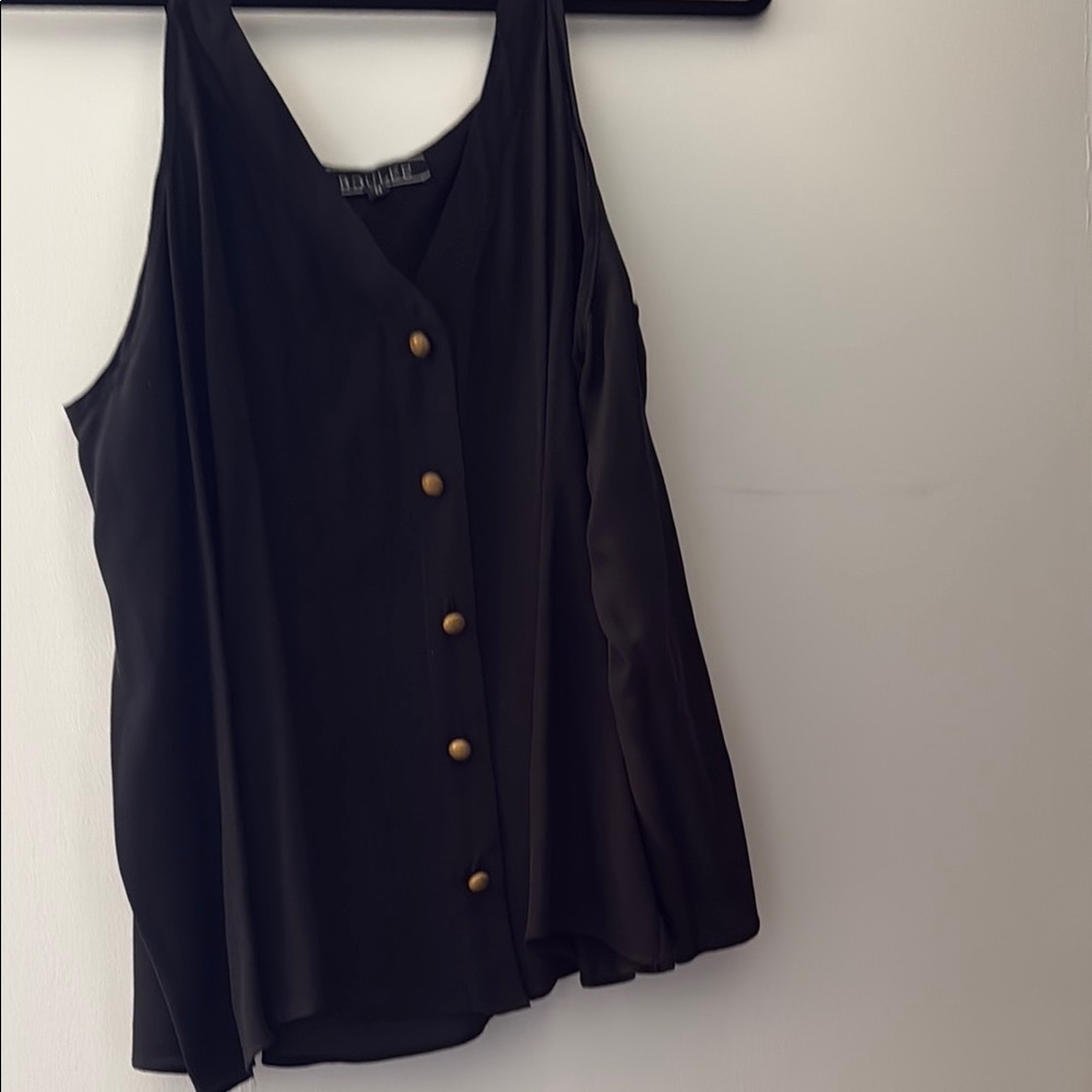 Black Button-Down Sleeveless Top
